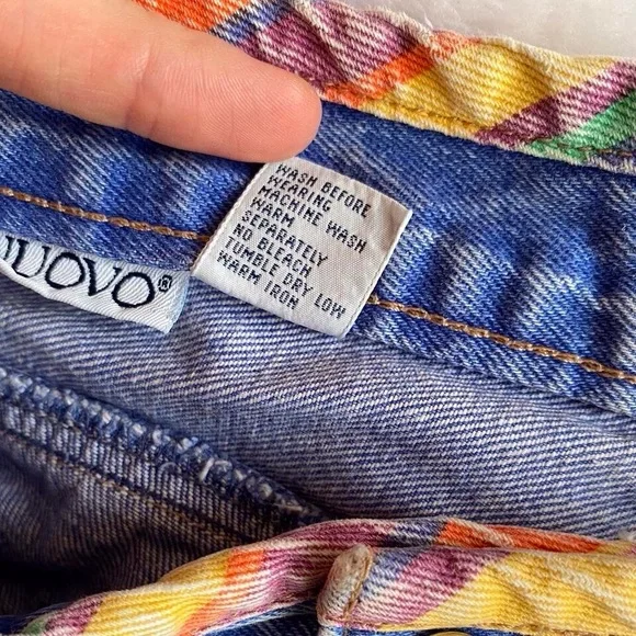 80s Super High Rise Jean Shorts with/ Rainbow Stripes (9) 🌈 - Picture 6 of 8